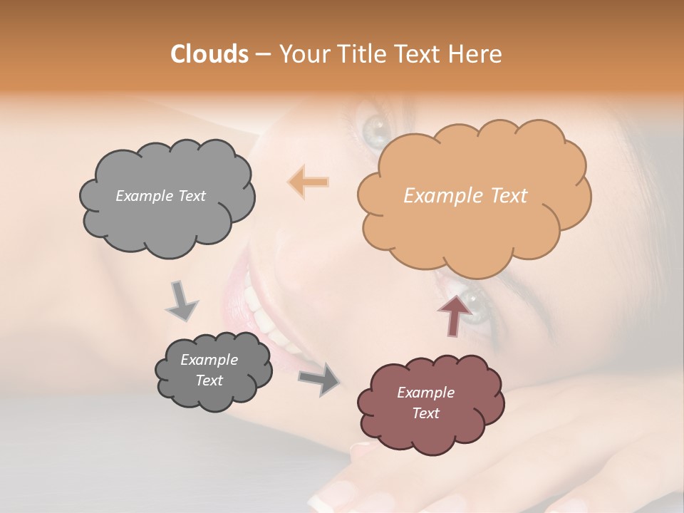 Beautiful Clean Cosmetics Woman Close Up Portrait Over White PowerPoint Template