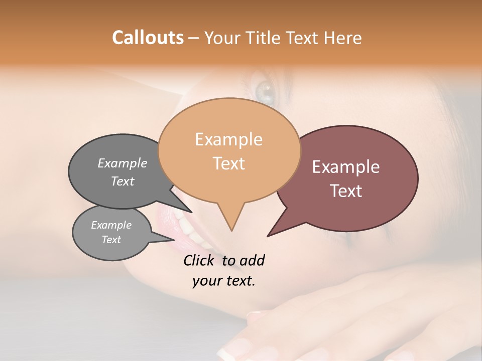 Beautiful Clean Cosmetics Woman Close Up Portrait Over White PowerPoint Template