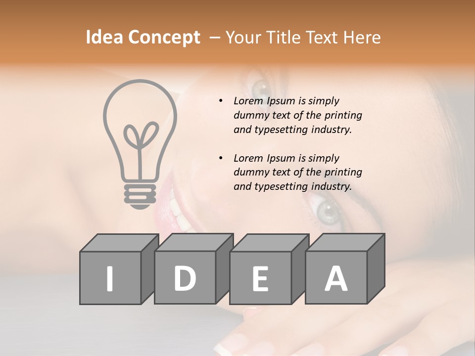 Beautiful Clean Cosmetics Woman Close Up Portrait Over White PowerPoint Template