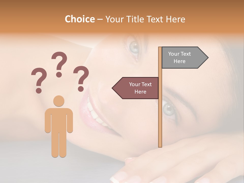 Beautiful Clean Cosmetics Woman Close Up Portrait Over White PowerPoint Template