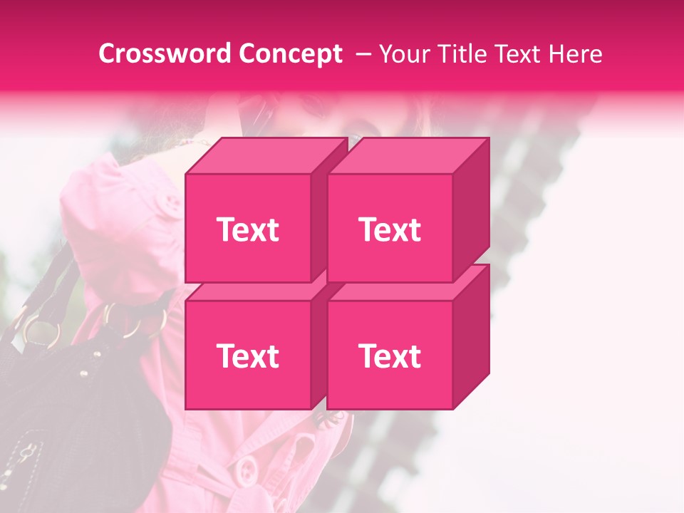 Beautiful Young Brunette Woman Talking On The Cellphone Outdoor PowerPoint Template