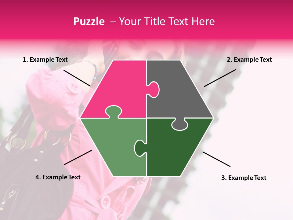 Beautiful Young Brunette Woman Talking On The Cellphone Outdoor PowerPoint Template