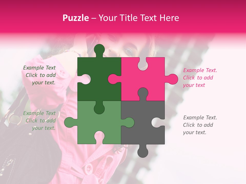 Beautiful Young Brunette Woman Talking On The Cellphone Outdoor PowerPoint Template