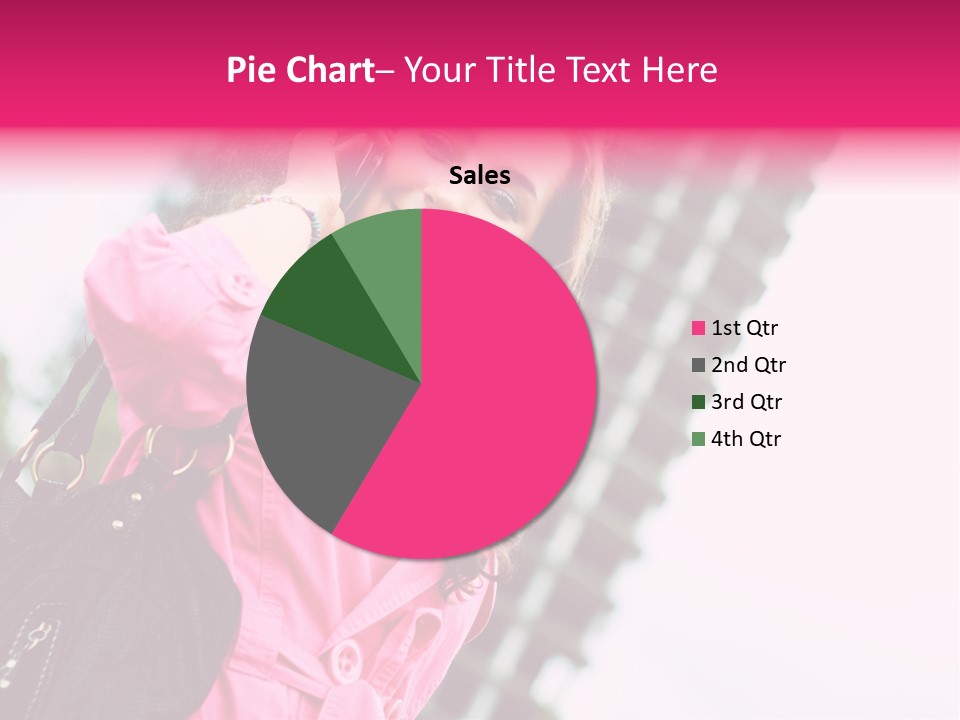 Beautiful Young Brunette Woman Talking On The Cellphone Outdoor PowerPoint Template