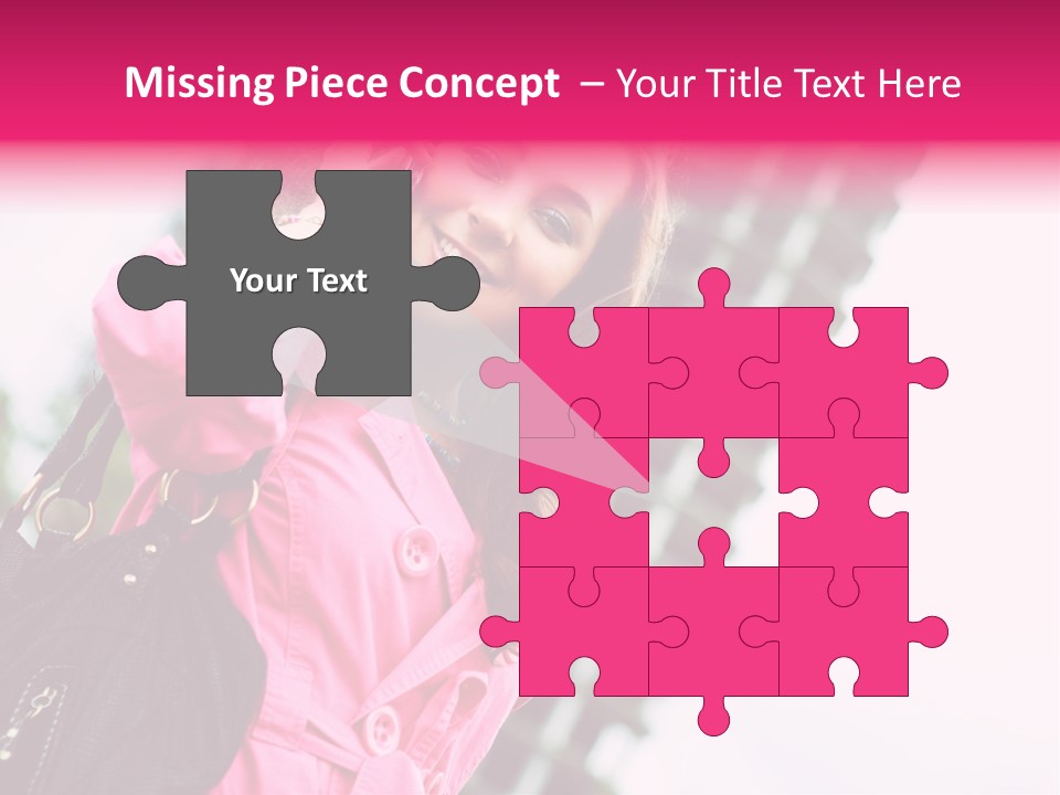 Beautiful Young Brunette Woman Talking On The Cellphone Outdoor PowerPoint Template