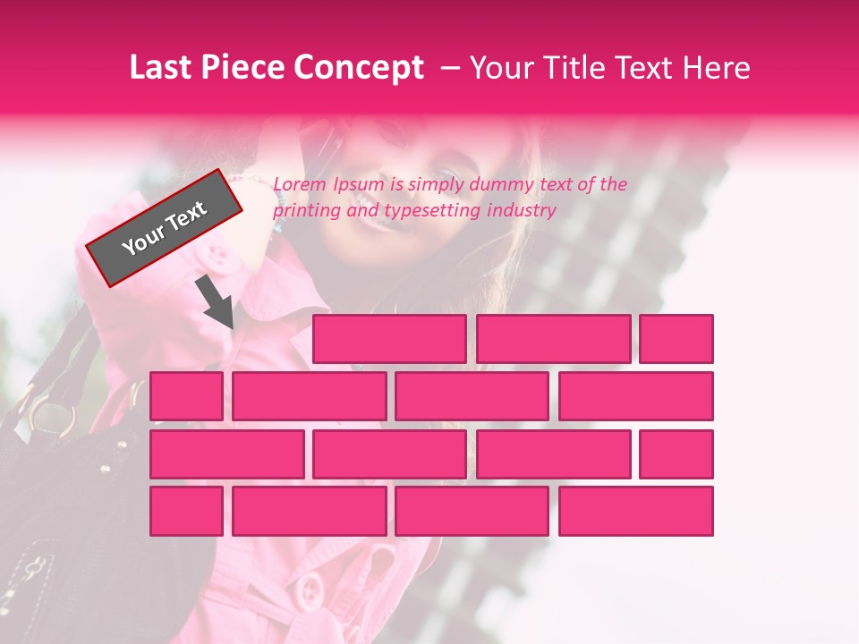 Beautiful Young Brunette Woman Talking On The Cellphone Outdoor PowerPoint Template
