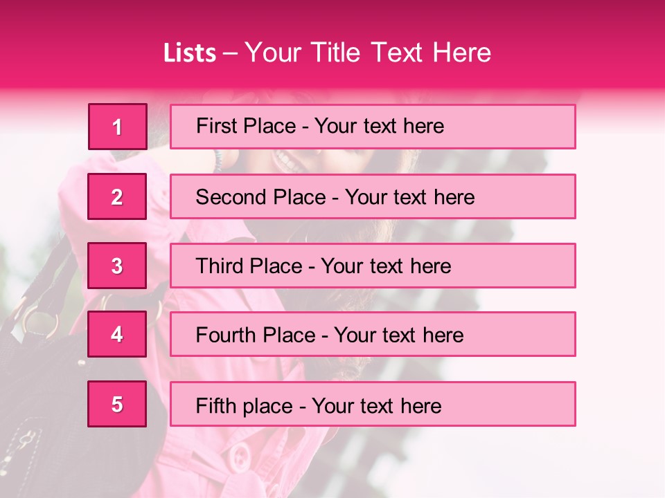 Beautiful Young Brunette Woman Talking On The Cellphone Outdoor PowerPoint Template