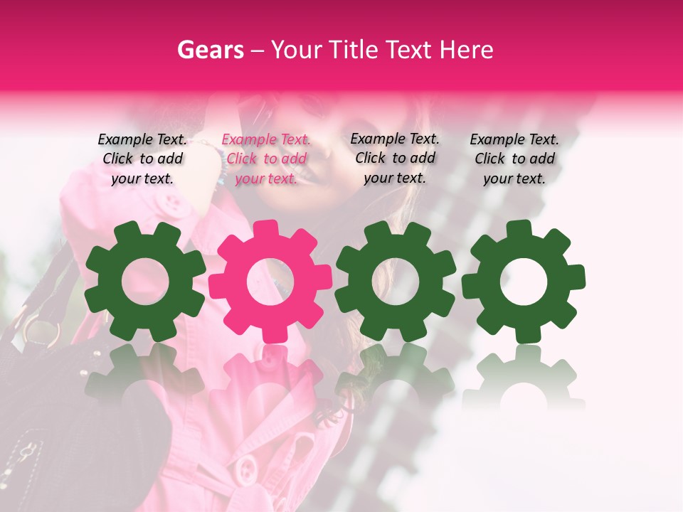 Beautiful Young Brunette Woman Talking On The Cellphone Outdoor PowerPoint Template