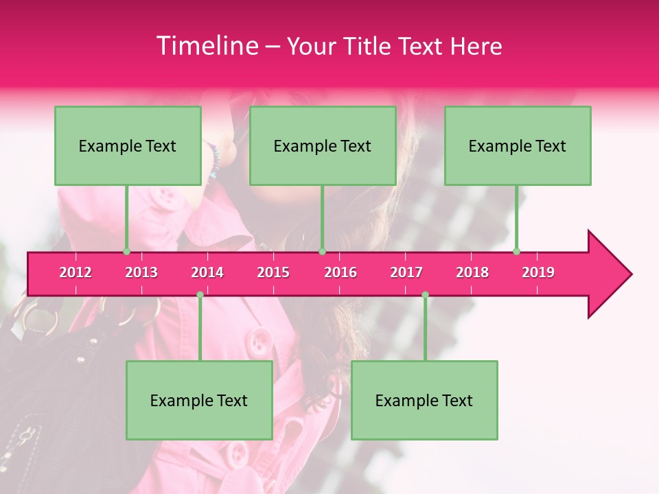 Beautiful Young Brunette Woman Talking On The Cellphone Outdoor PowerPoint Template