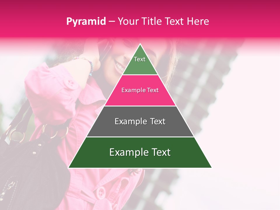 Beautiful Young Brunette Woman Talking On The Cellphone Outdoor PowerPoint Template