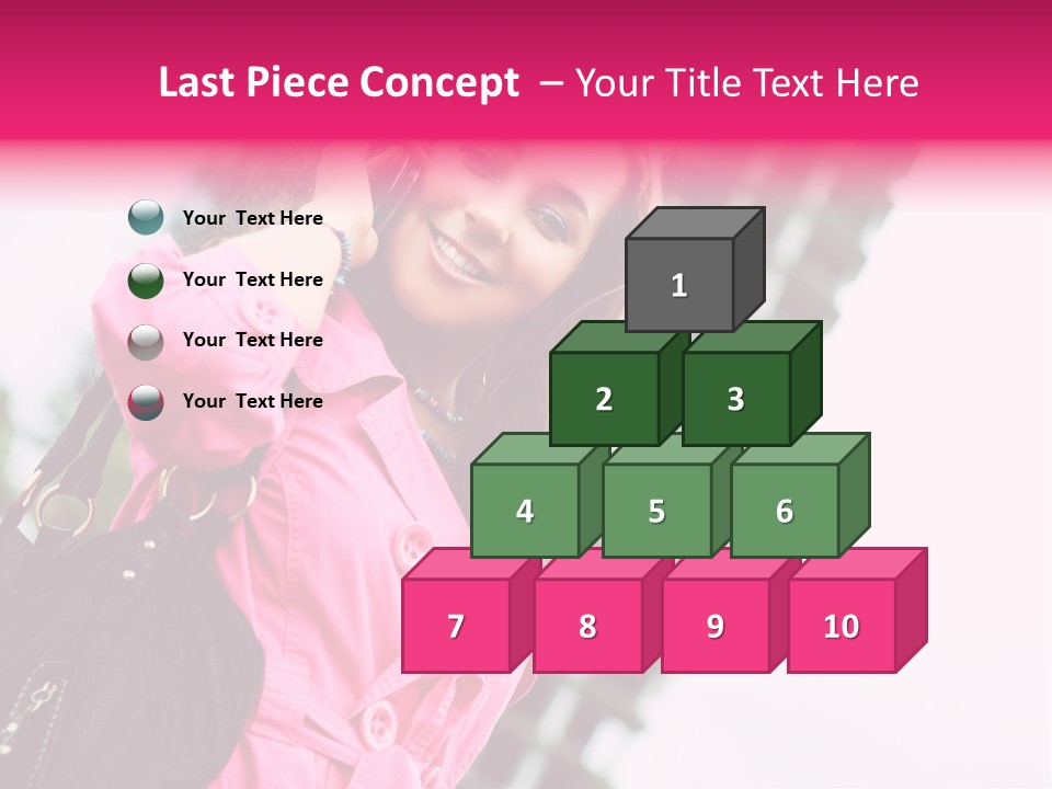 Beautiful Young Brunette Woman Talking On The Cellphone Outdoor PowerPoint Template