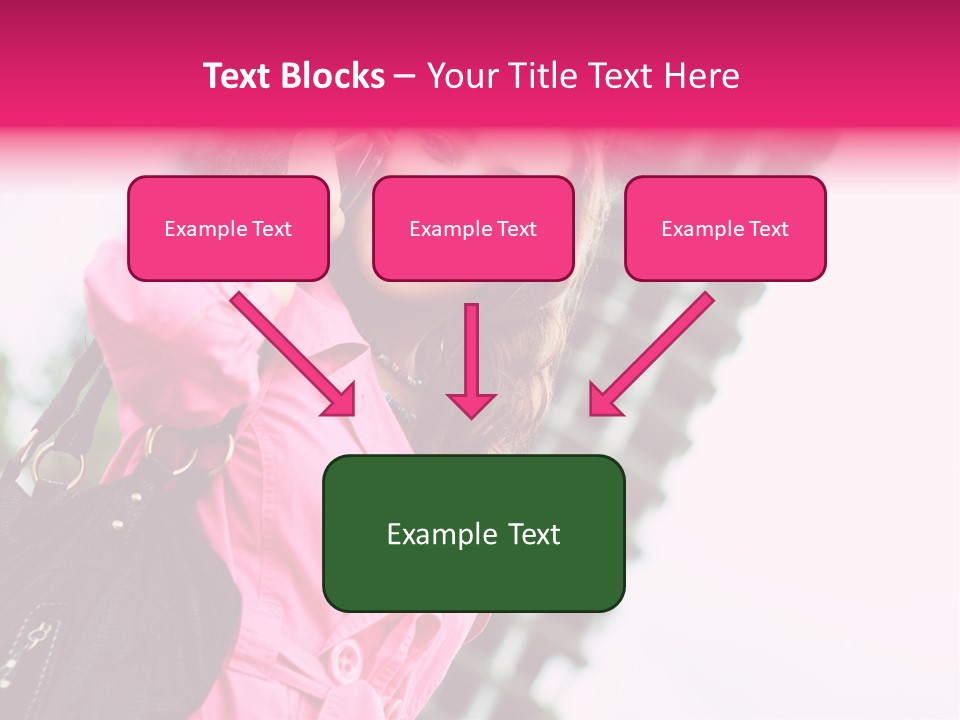 Beautiful Young Brunette Woman Talking On The Cellphone Outdoor PowerPoint Template