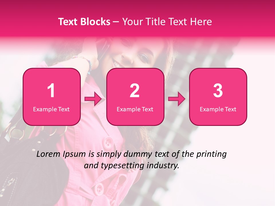 Beautiful Young Brunette Woman Talking On The Cellphone Outdoor PowerPoint Template