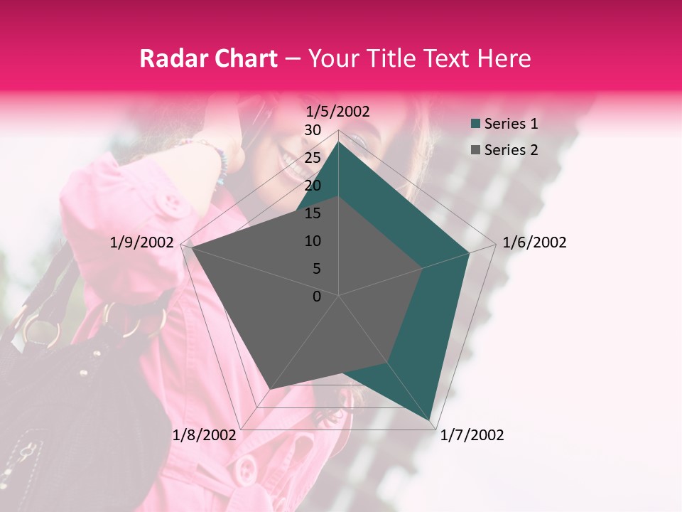 Beautiful Young Brunette Woman Talking On The Cellphone Outdoor PowerPoint Template