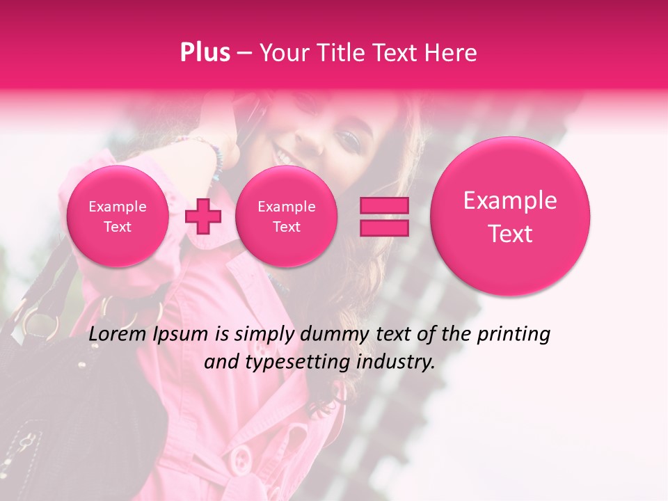 Beautiful Young Brunette Woman Talking On The Cellphone Outdoor PowerPoint Template