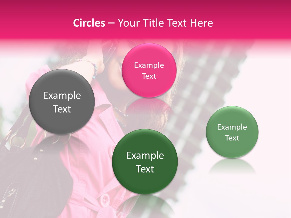 Beautiful Young Brunette Woman Talking On The Cellphone Outdoor PowerPoint Template