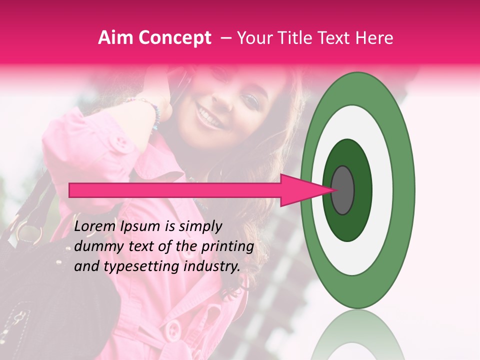 Beautiful Young Brunette Woman Talking On The Cellphone Outdoor PowerPoint Template