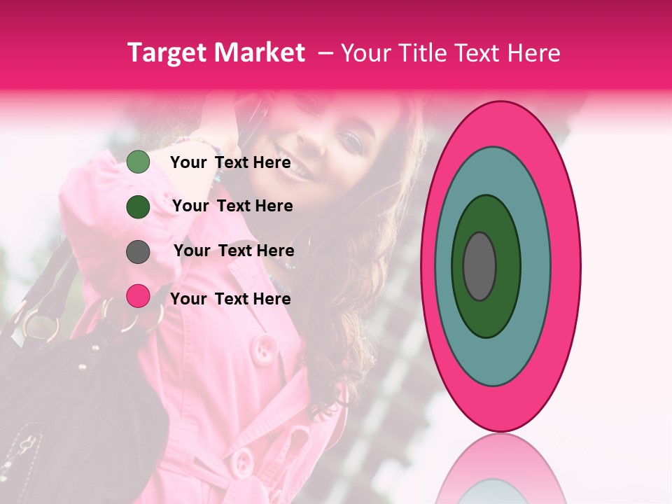 Beautiful Young Brunette Woman Talking On The Cellphone Outdoor PowerPoint Template