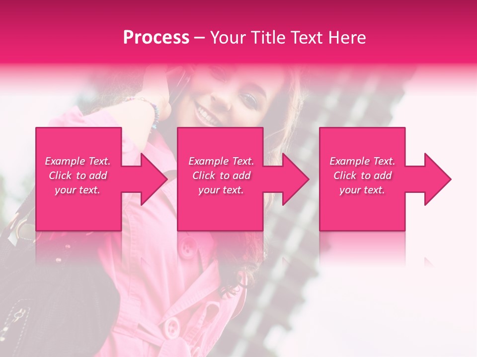 Beautiful Young Brunette Woman Talking On The Cellphone Outdoor PowerPoint Template
