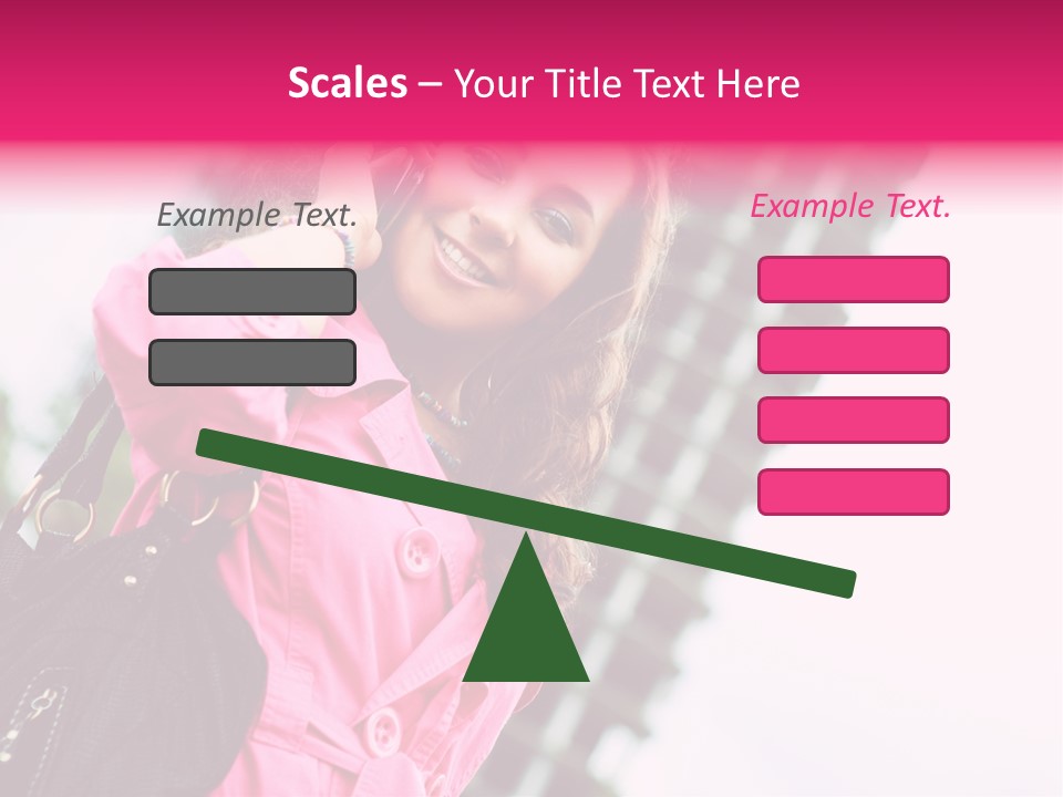 Beautiful Young Brunette Woman Talking On The Cellphone Outdoor PowerPoint Template