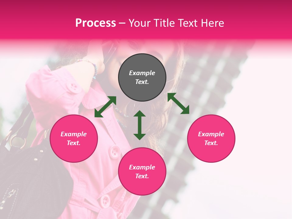 Beautiful Young Brunette Woman Talking On The Cellphone Outdoor PowerPoint Template