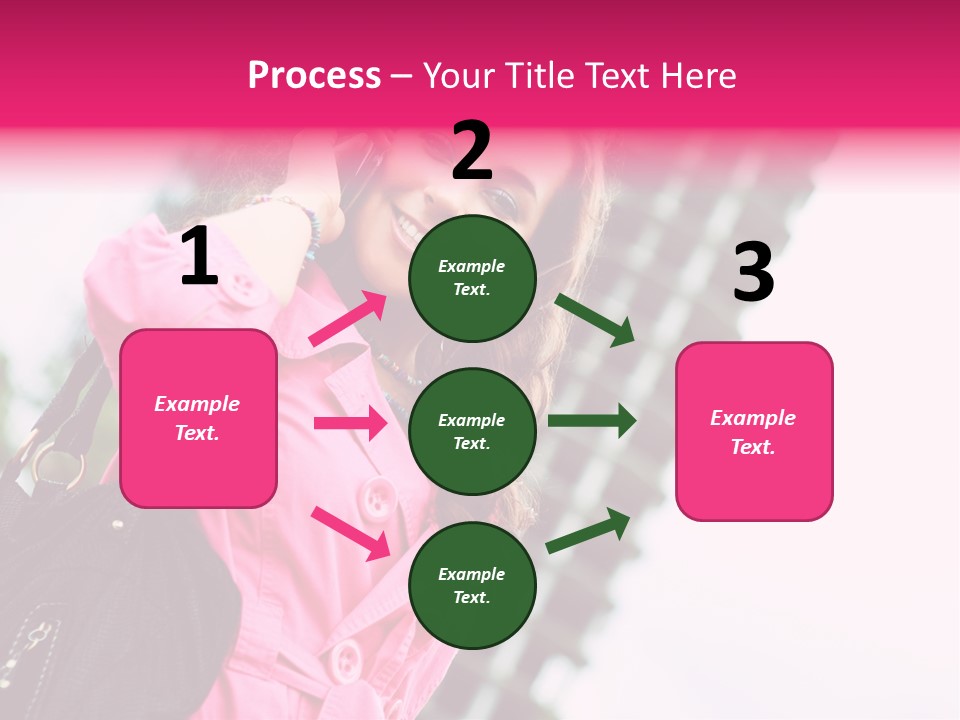 Beautiful Young Brunette Woman Talking On The Cellphone Outdoor PowerPoint Template