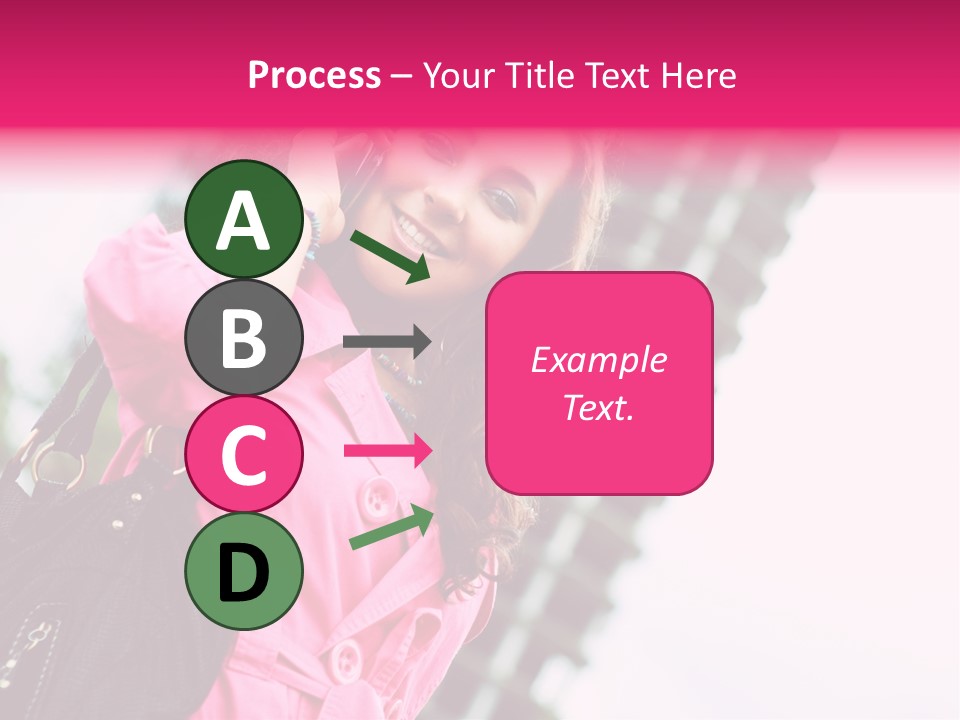 Beautiful Young Brunette Woman Talking On The Cellphone Outdoor PowerPoint Template