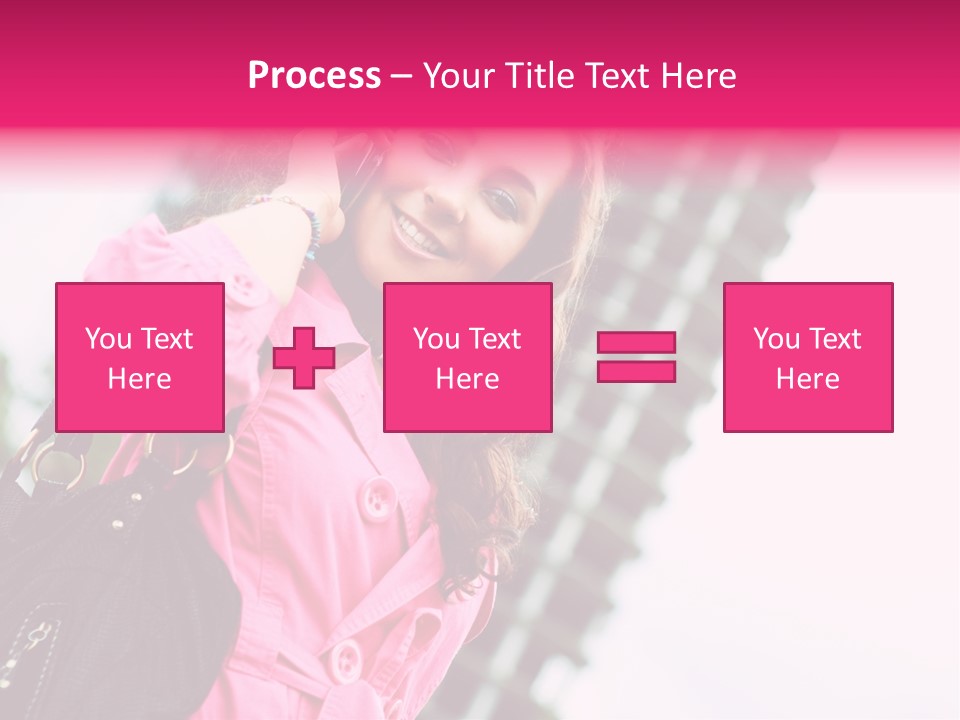 Beautiful Young Brunette Woman Talking On The Cellphone Outdoor PowerPoint Template