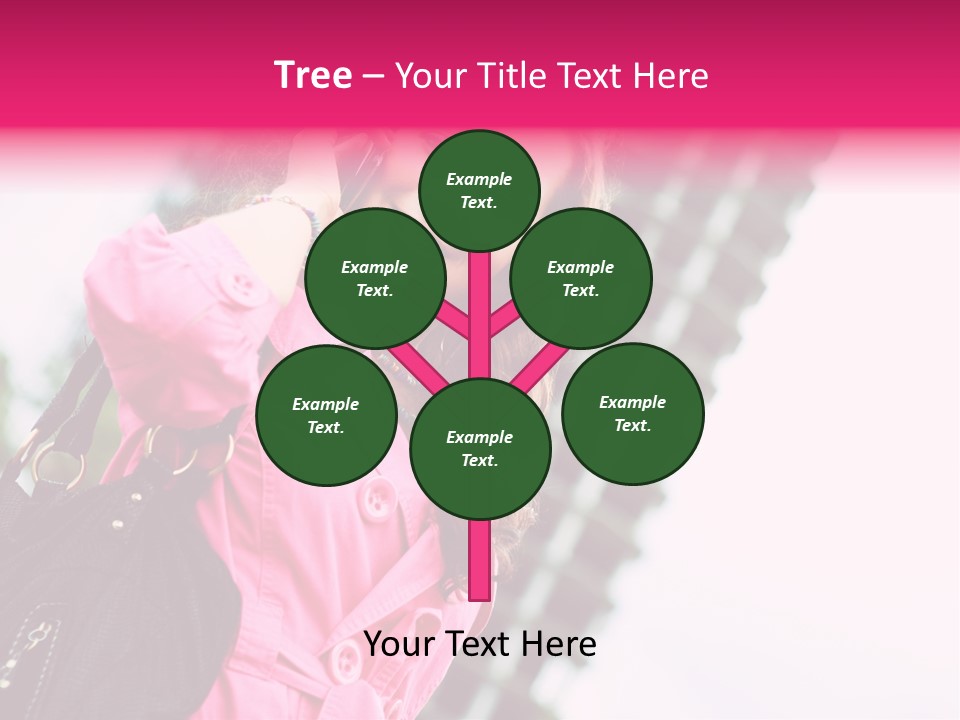 Beautiful Young Brunette Woman Talking On The Cellphone Outdoor PowerPoint Template