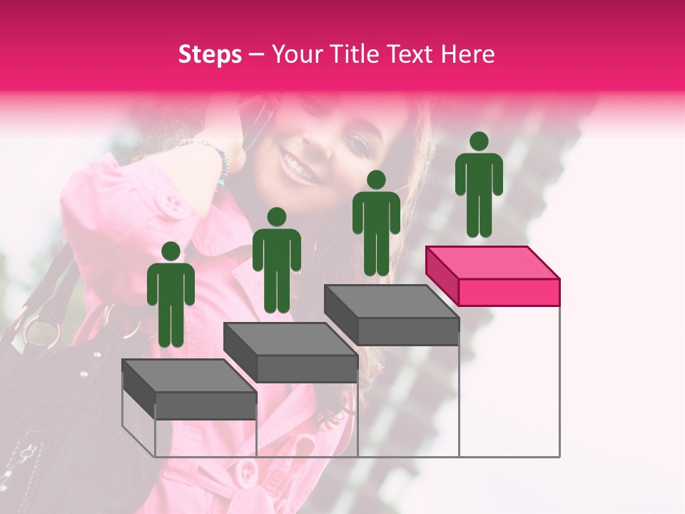 Beautiful Young Brunette Woman Talking On The Cellphone Outdoor PowerPoint Template