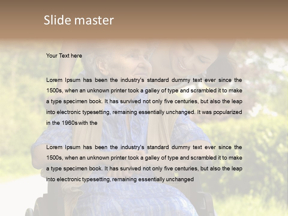 Senior Woman In A Wheelchair With Her Granddaughter PowerPoint Template