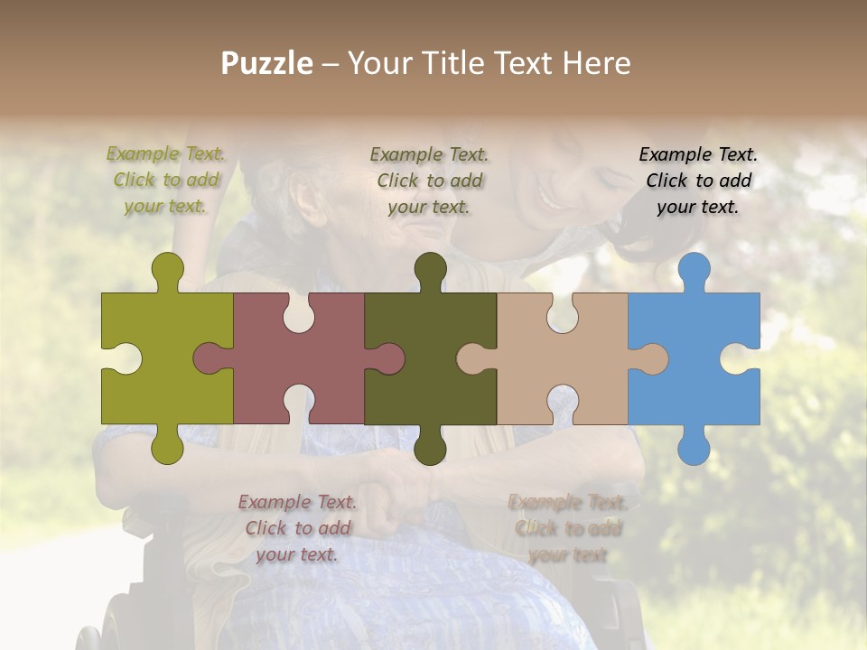 Senior Woman In A Wheelchair With Her Granddaughter PowerPoint Template