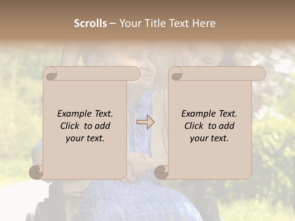 Senior Woman In A Wheelchair With Her Granddaughter PowerPoint Template