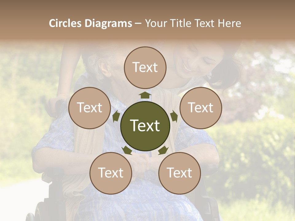 Senior Woman In A Wheelchair With Her Granddaughter PowerPoint Template