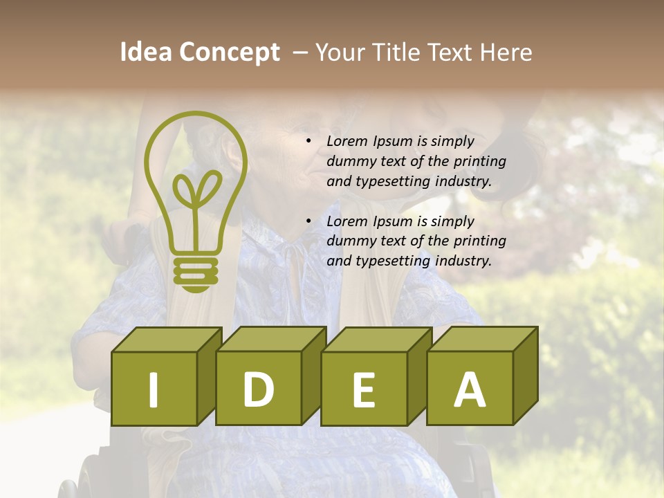 Senior Woman In A Wheelchair With Her Granddaughter PowerPoint Template