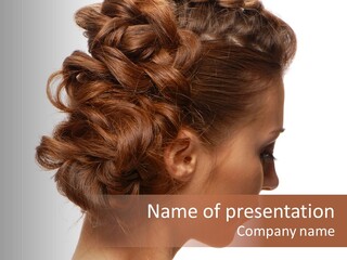 Close-Up Bridal Hair Young Beautiful Brunettes On A White Background PowerPoint Template