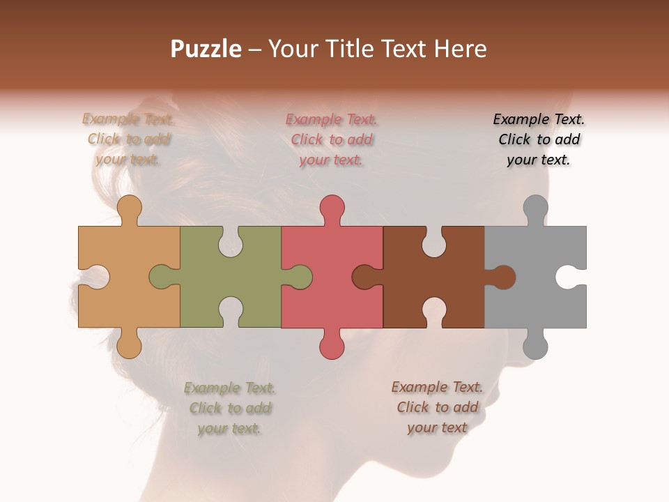 Close-Up Bridal Hair Young Beautiful Brunettes On A White Background PowerPoint Template