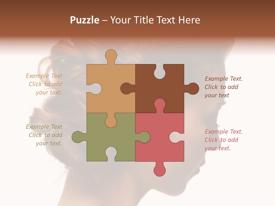 Close-Up Bridal Hair Young Beautiful Brunettes On A White Background PowerPoint Template