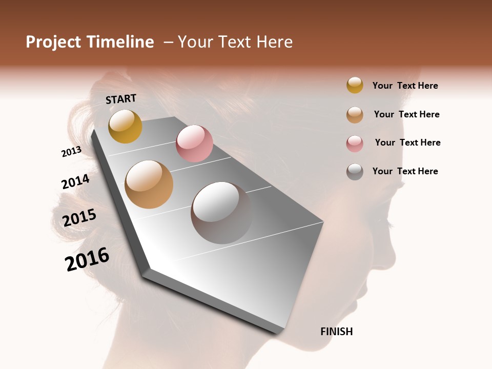 Close-Up Bridal Hair Young Beautiful Brunettes On A White Background PowerPoint Template