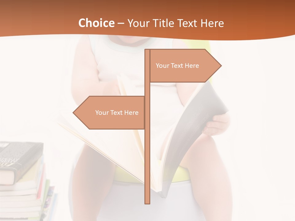 The Little Boy Sits On A Chamber-Pot And Reads The Book PowerPoint Template