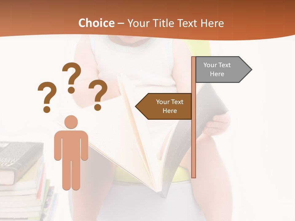 The Little Boy Sits On A Chamber-Pot And Reads The Book PowerPoint Template