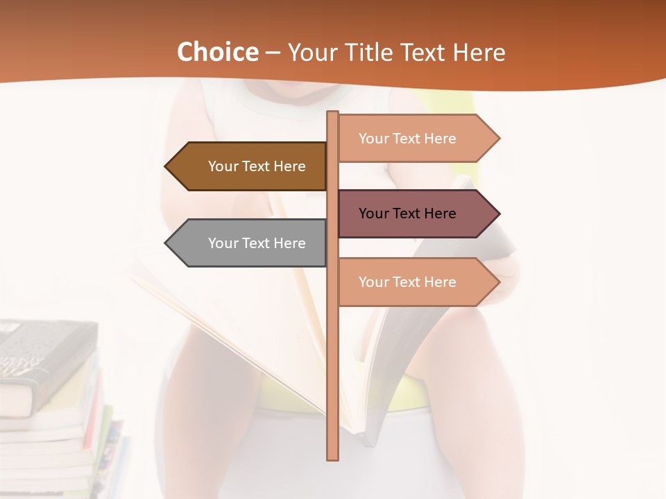 The Little Boy Sits On A Chamber-Pot And Reads The Book PowerPoint Template