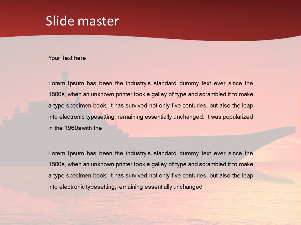Aircraft Carrier On Sea Near Iraq Over Sunset PowerPoint Template