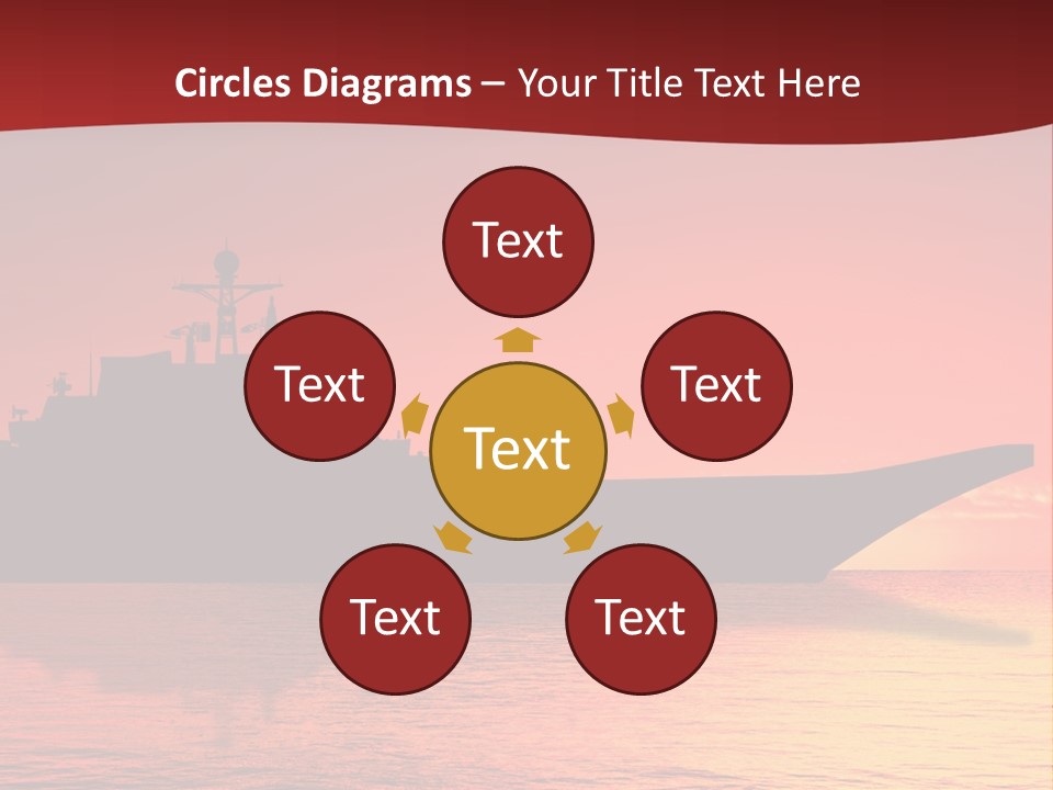 Aircraft Carrier On Sea Near Iraq Over Sunset PowerPoint Template