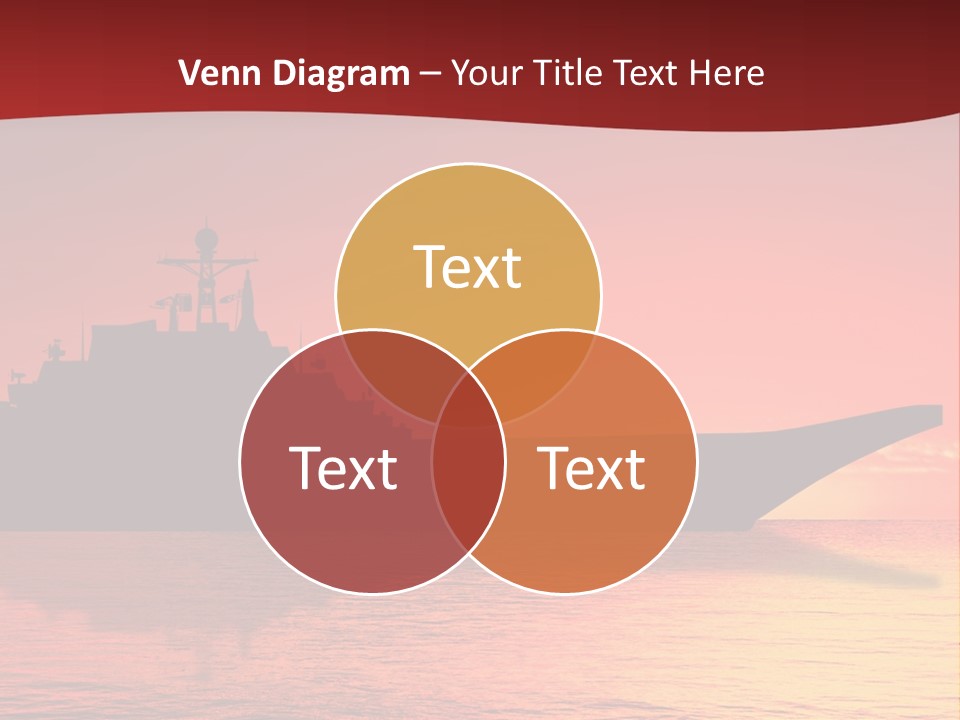 Aircraft Carrier On Sea Near Iraq Over Sunset PowerPoint Template