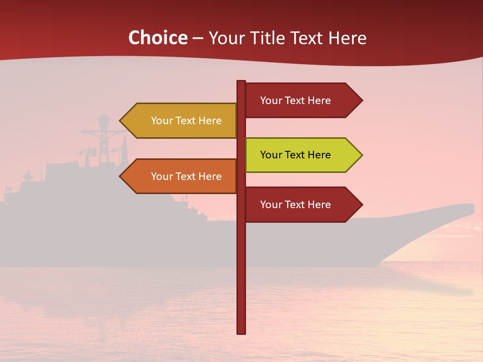 Aircraft Carrier On Sea Near Iraq Over Sunset PowerPoint Template