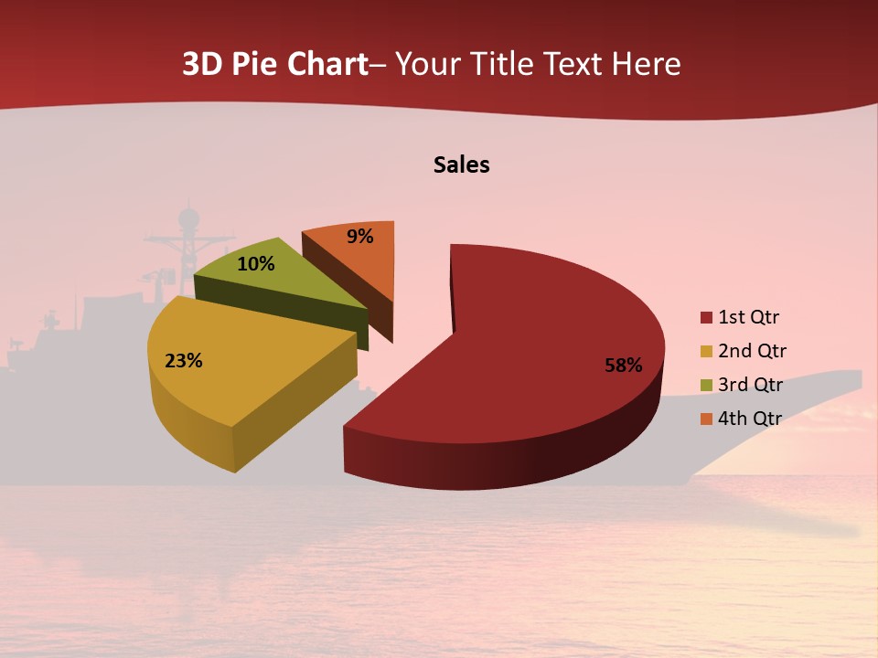 Aircraft Carrier On Sea Near Iraq Over Sunset PowerPoint Template
