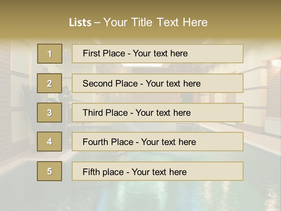 Luxury Beautiful Swimming Pool With Blue Water PowerPoint Template