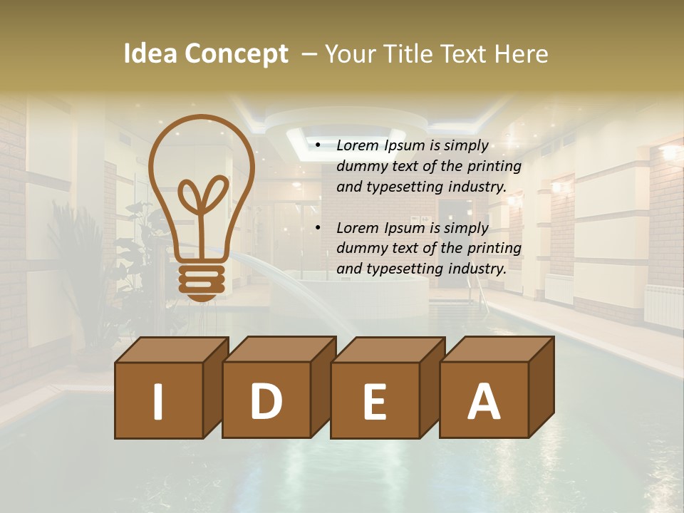 Luxury Beautiful Swimming Pool With Blue Water PowerPoint Template