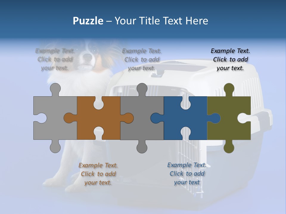 Young Dog Papillon And A Plastic Carrier PowerPoint Template